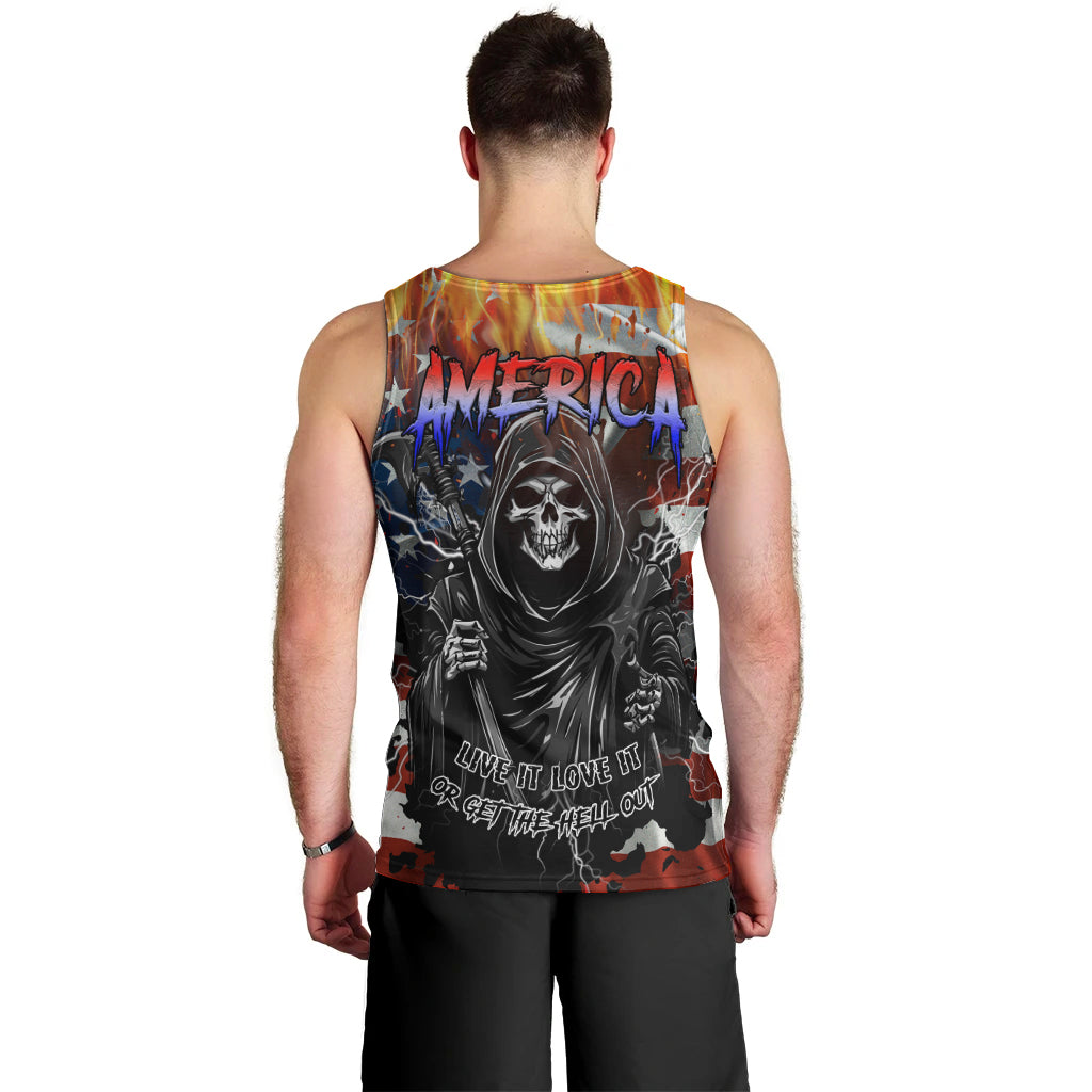 America Live It Love it Or Get the Hell Out Men Tank Top - Wonder Print Shop