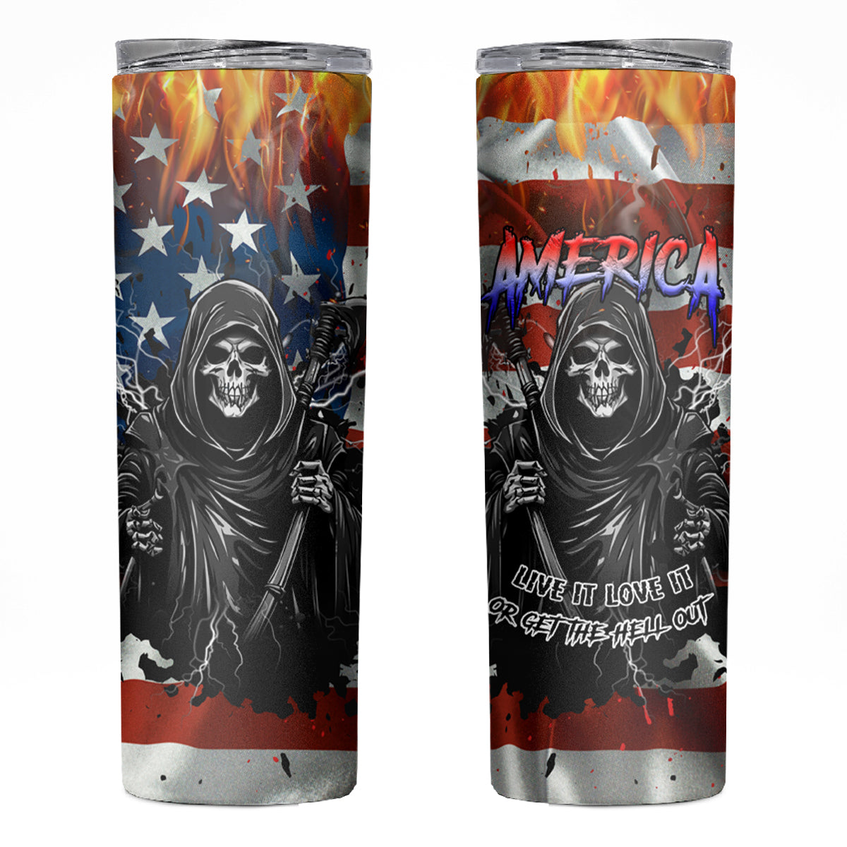 America Live It Love it Or Get the Hell Out Skinny Tumbler - Wonder Print Shop