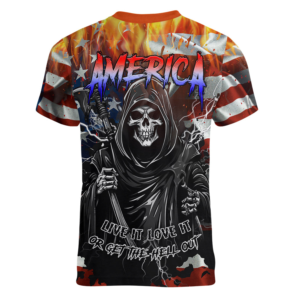 america-live-it-love-it-or-get-the-hell-out-women-v-neck-t-shirt