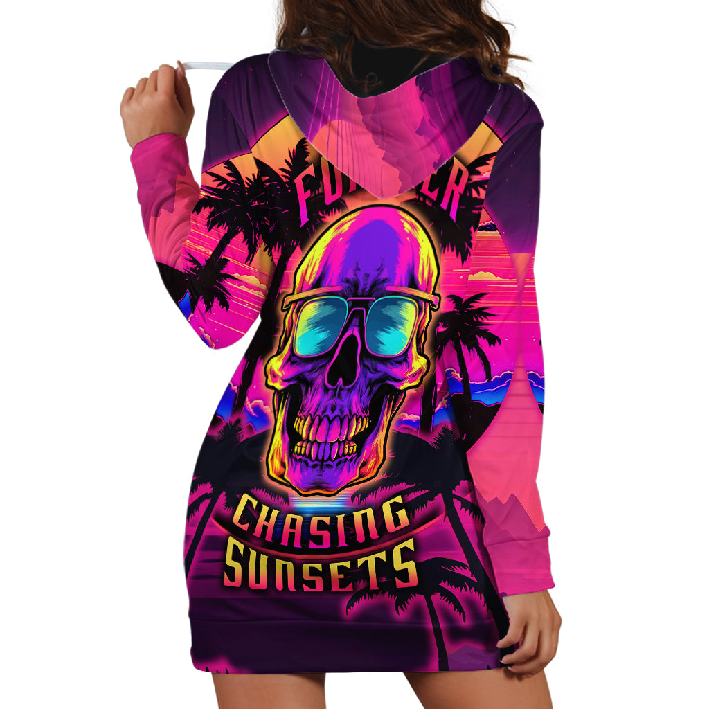 Foreuer Chasing Sunsets Skull Hoodie Dress - Wonder Print Shop