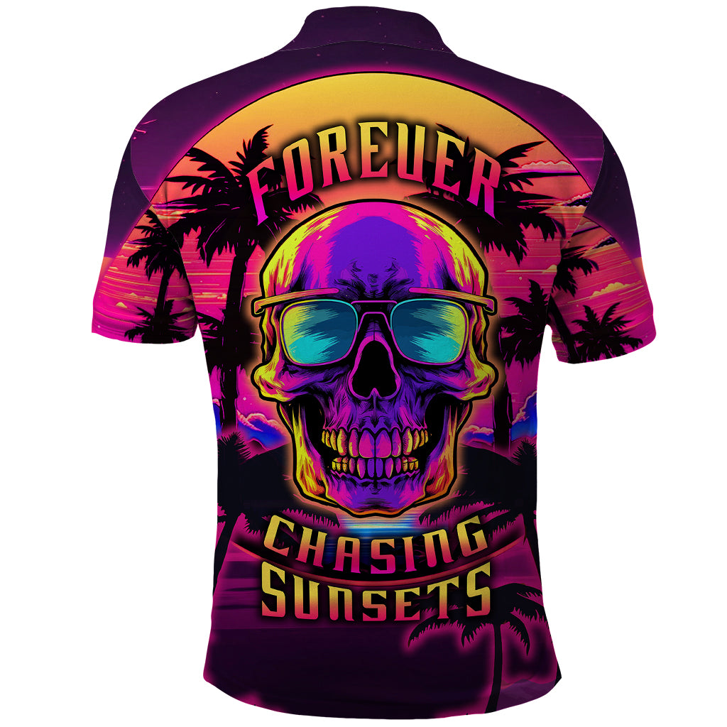 Foreuer Chasing Sunsets Skull Polo Shirt - Wonder Print Shop