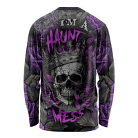 Unisex long-sleeve shirt with purple skull graphic and 'Mess' text