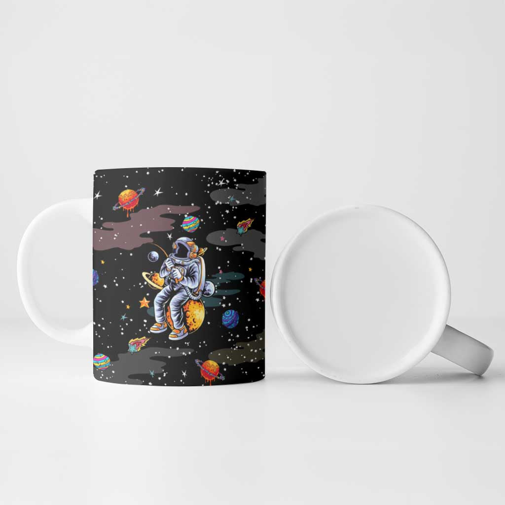 Funny Astronaut Fishing In Space Christmas Ceramic Mug Xmas Holiday Patterns - Wonder Print Shop