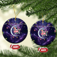 Funny Astronauts Sit On Flamingo Christmas Ceramic Ornament Xmas Holiday Patterns - Wonder Print Shop