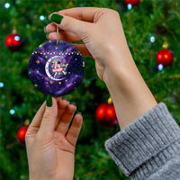 Funny Astronauts Sit On Flamingo Christmas Ceramic Ornament Xmas Holiday Patterns - Wonder Print Shop