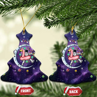 Funny Astronauts Sit On Flamingo Christmas Ceramic Ornament Xmas Holiday Patterns - Wonder Print Shop