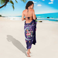Funny Astronauts Sit On Flamingo Christmas Sarong Xmas Holiday Patterns - Wonder Print Shop