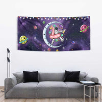 Funny Astronauts Sit On Flamingo Christmas Tapestry Xmas Holiday Patterns - Wonder Print Shop
