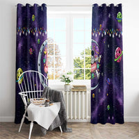 Funny Astronauts Sit On Flamingo Christmas Window Curtain Xmas Holiday Patterns - Wonder Print Shop