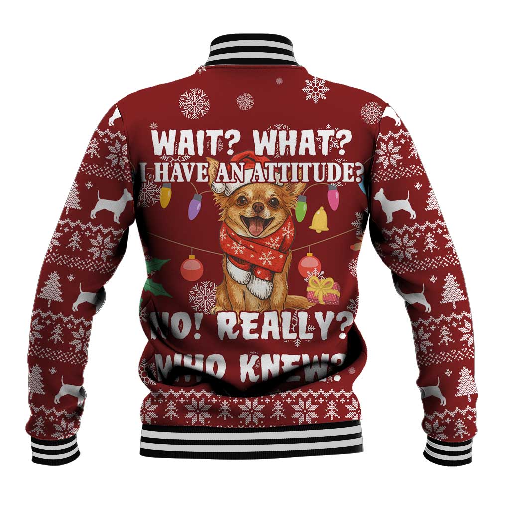 Chihuahua Attitude Christmas Baseball Jacket Xmas Holiday Patterns - Wonder Print Shop