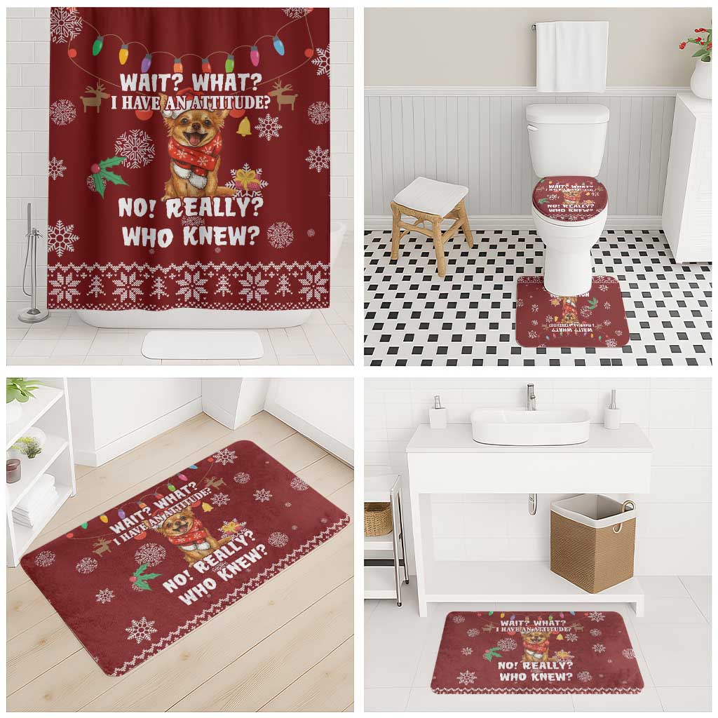 Chihuahua Attitude Christmas Bathroom Set Xmas Holiday Patterns - Wonder Print Shop
