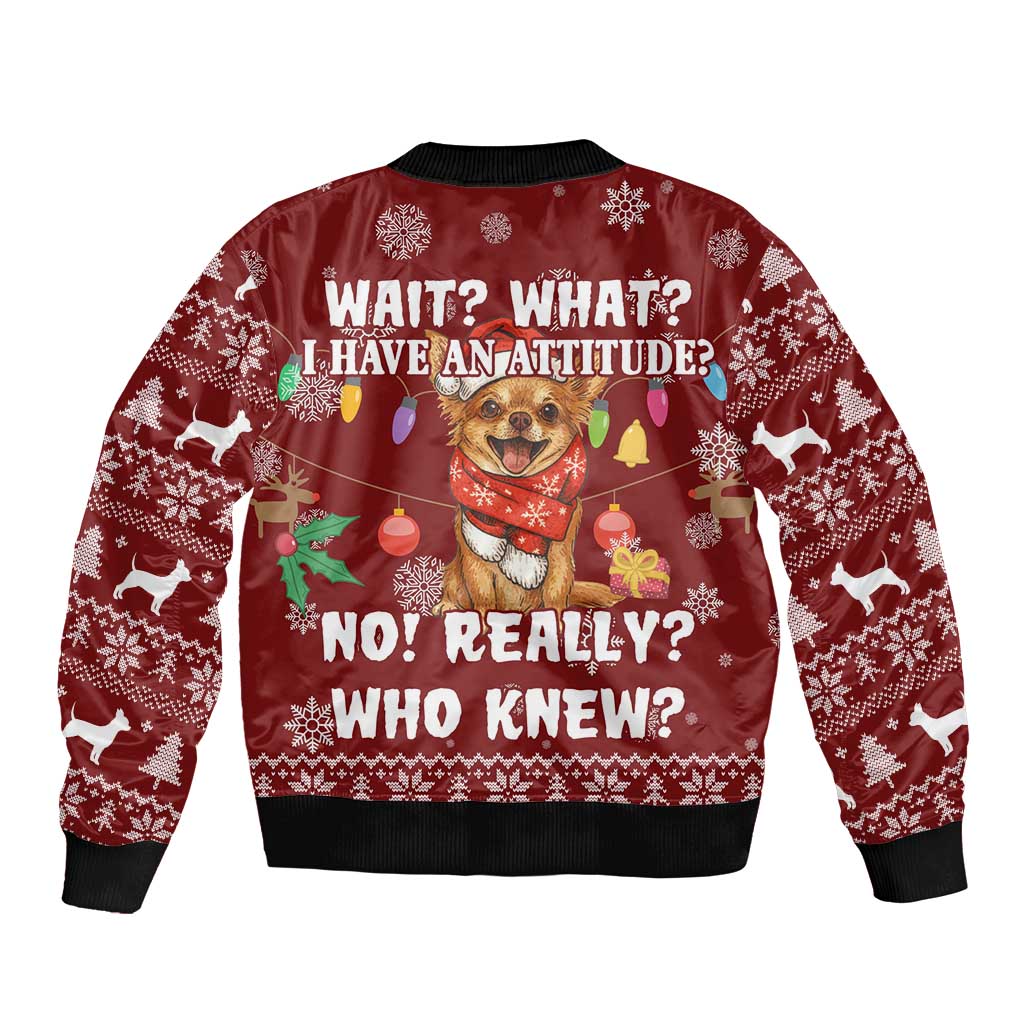 Chihuahua Attitude Christmas Bomber Jacket Xmas Holiday Patterns - Wonder Print Shop