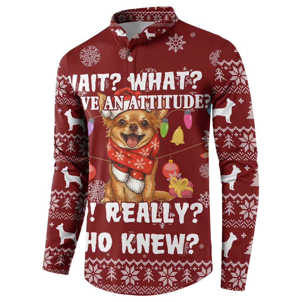 Chihuahua Attitude Christmas Button Sweatshirt Xmas Holiday Patterns - Wonder Print Shop