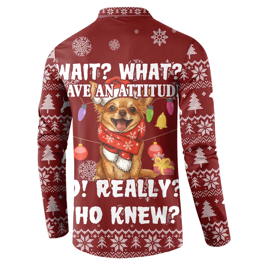 Chihuahua Attitude Christmas Button Sweatshirt Xmas Holiday Patterns - Wonder Print Shop