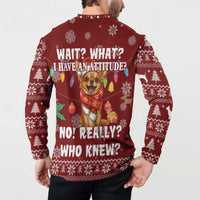 Chihuahua Attitude Christmas Button Sweatshirt Xmas Holiday Patterns - Wonder Print Shop
