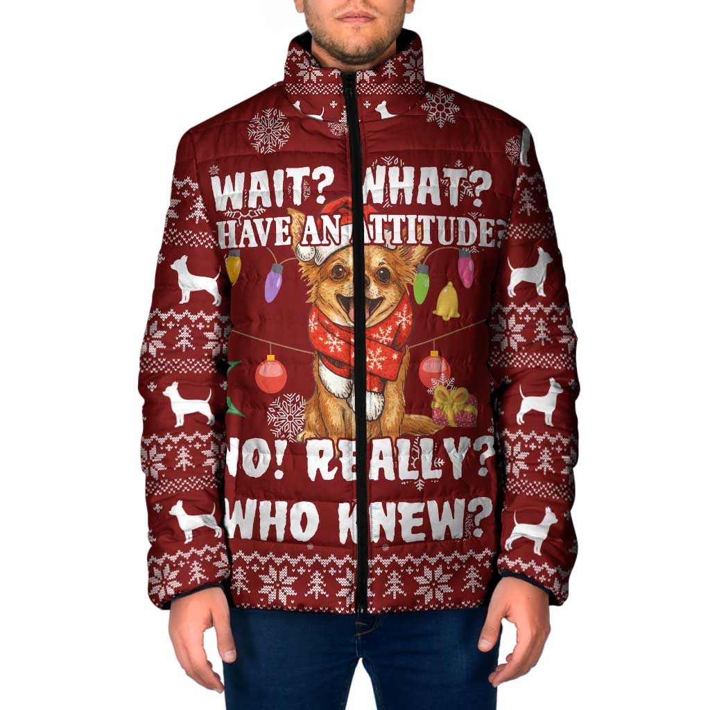 Chihuahua Attitude Christmas Padded Jacket Xmas Holiday Patterns - Wonder Print Shop
