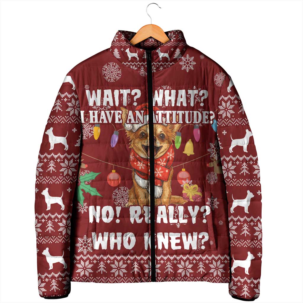 Chihuahua Attitude Christmas Padded Jacket Xmas Holiday Patterns - Wonder Print Shop