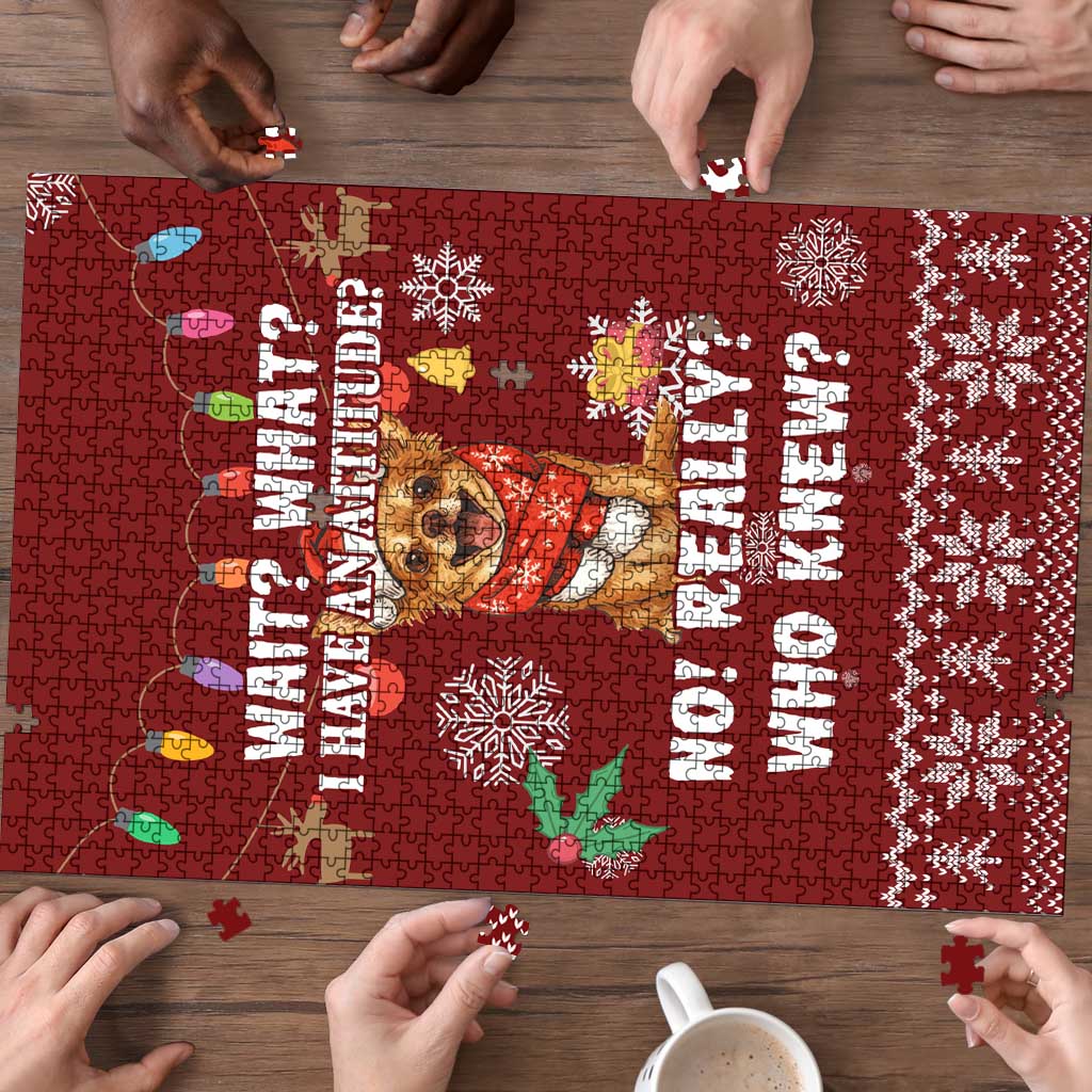 Chihuahua Attitude Christmas Puzzle Xmas Holiday Patterns - Wonder Print Shop
