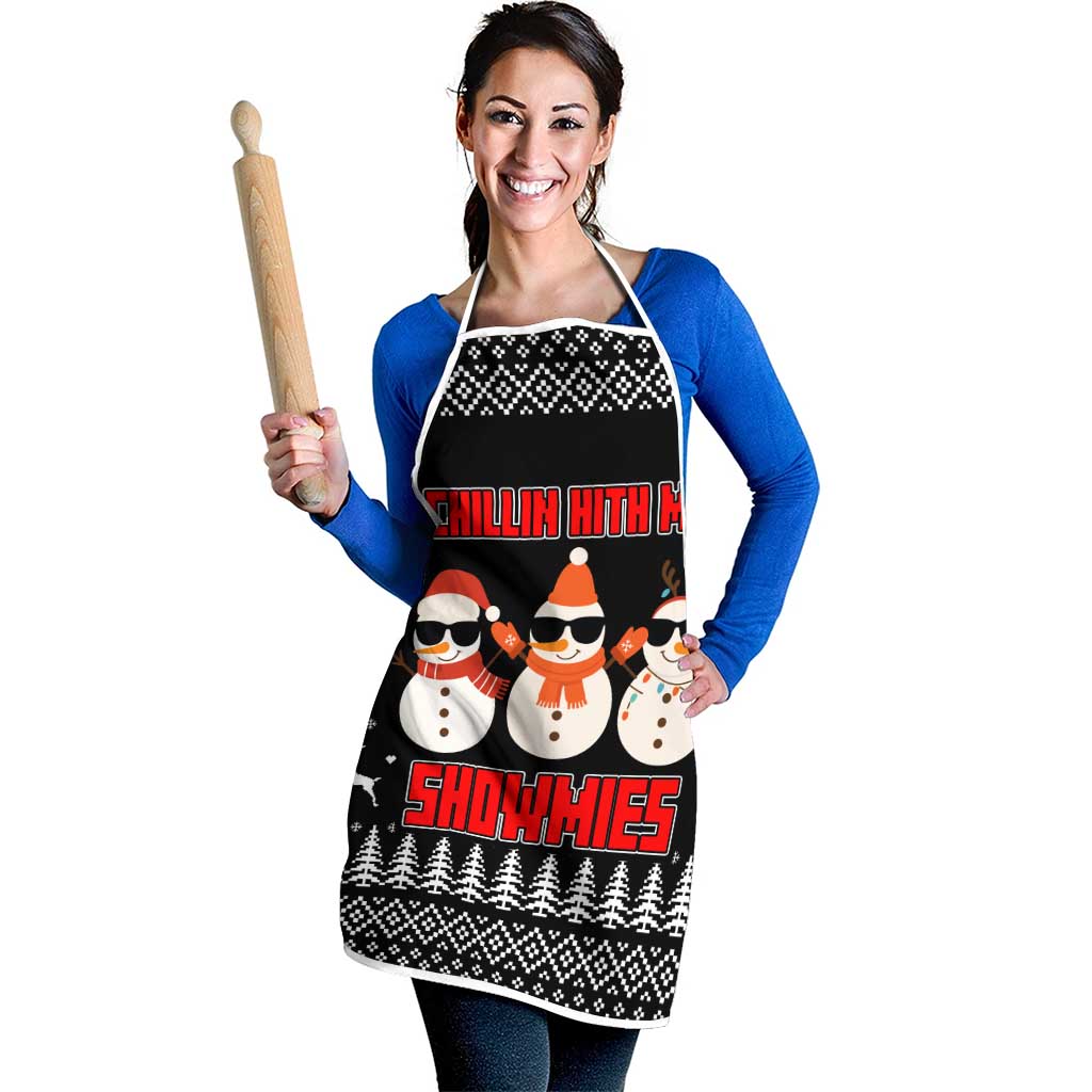 Chillin With My Snowmies Christmas Apron Xmas Holiday Patterns - Wonder Print Shop
