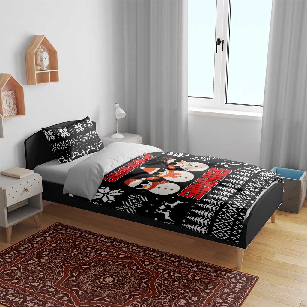 Chillin With My Snowmies Christmas Bedding Set Xmas Holiday Patterns - Wonder Print Shop