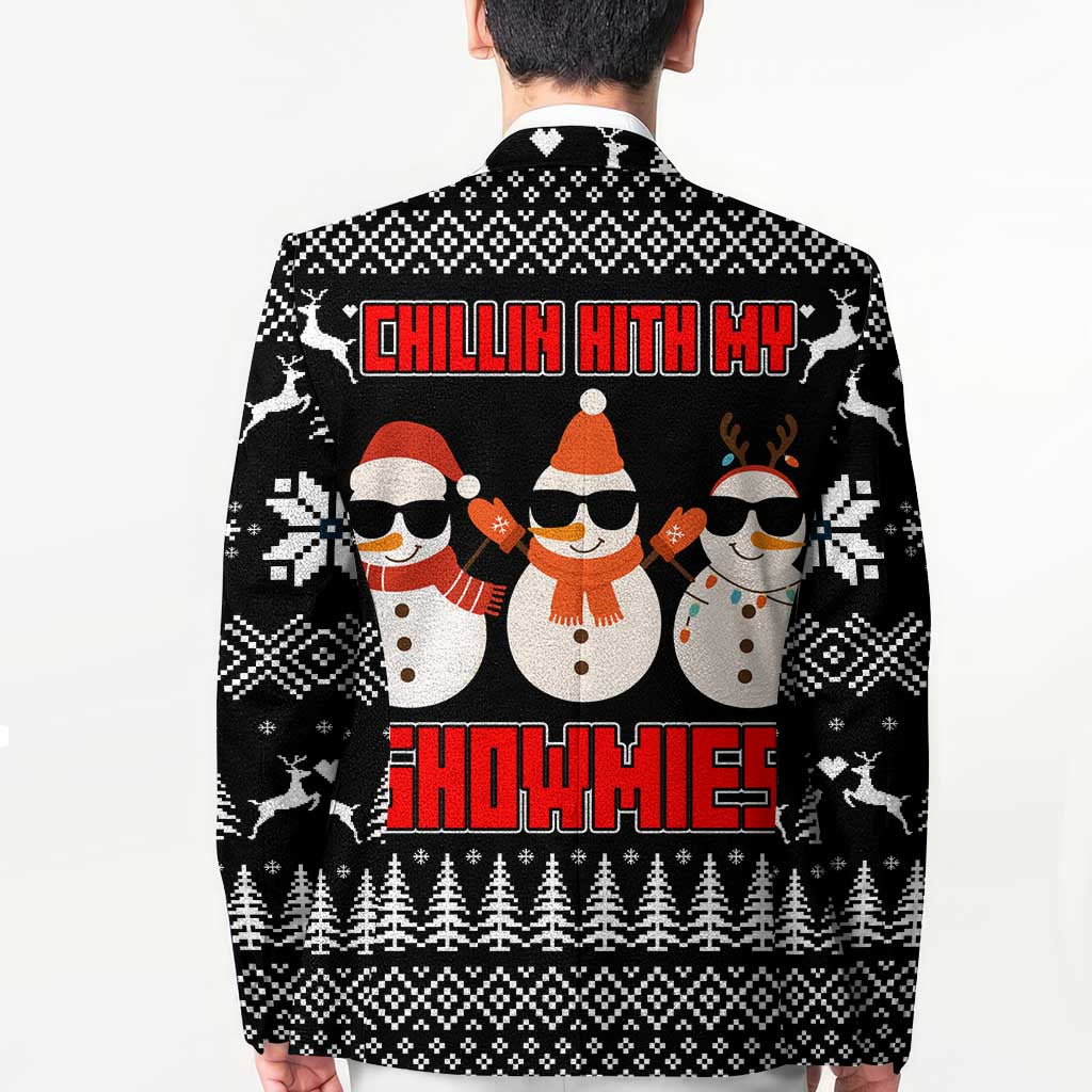 Chillin With My Snowmies Christmas Blazer Xmas Holiday Patterns - Wonder Print Shop