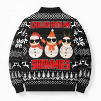 Chillin With My Snowmies Christmas Bomber Puffer Jacket Xmas Holiday Patterns - Wonder Print Shop