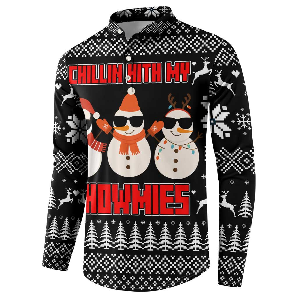 Chillin With My Snowmies Christmas Button Sweatshirt Xmas Holiday Patterns - Wonder Print Shop