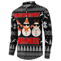 Chillin With My Snowmies Christmas Button Sweatshirt Xmas Holiday Patterns - Wonder Print Shop