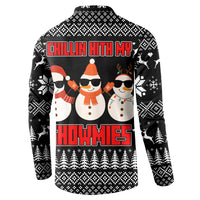 Chillin With My Snowmies Christmas Button Sweatshirt Xmas Holiday Patterns - Wonder Print Shop