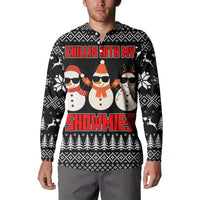 Chillin With My Snowmies Christmas Button Sweatshirt Xmas Holiday Patterns - Wonder Print Shop