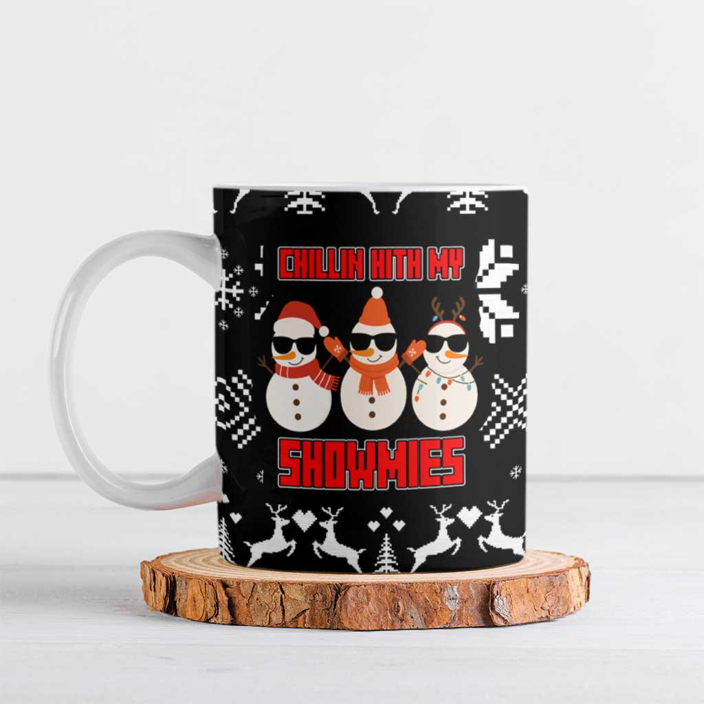 Chillin With My Snowmies Christmas Ceramic Mug Xmas Holiday Patterns - Wonder Print Shop