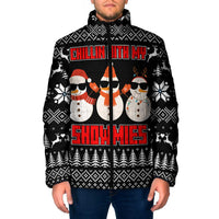 Chillin With My Snowmies Christmas Padded Jacket Xmas Holiday Patterns - Wonder Print Shop