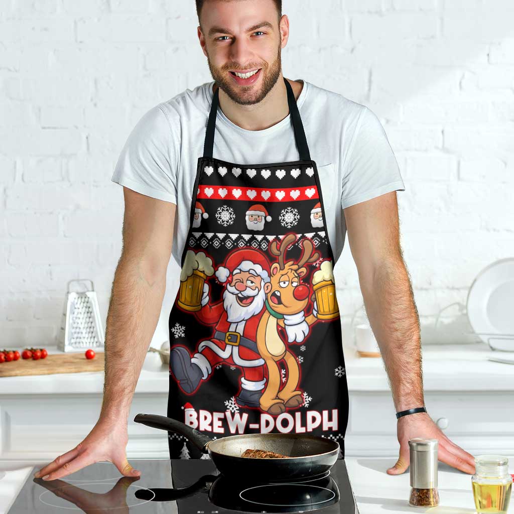 Christmas Brewdolph Reindeer Apron Xmas Holiday Patterns - Wonder Print Shop