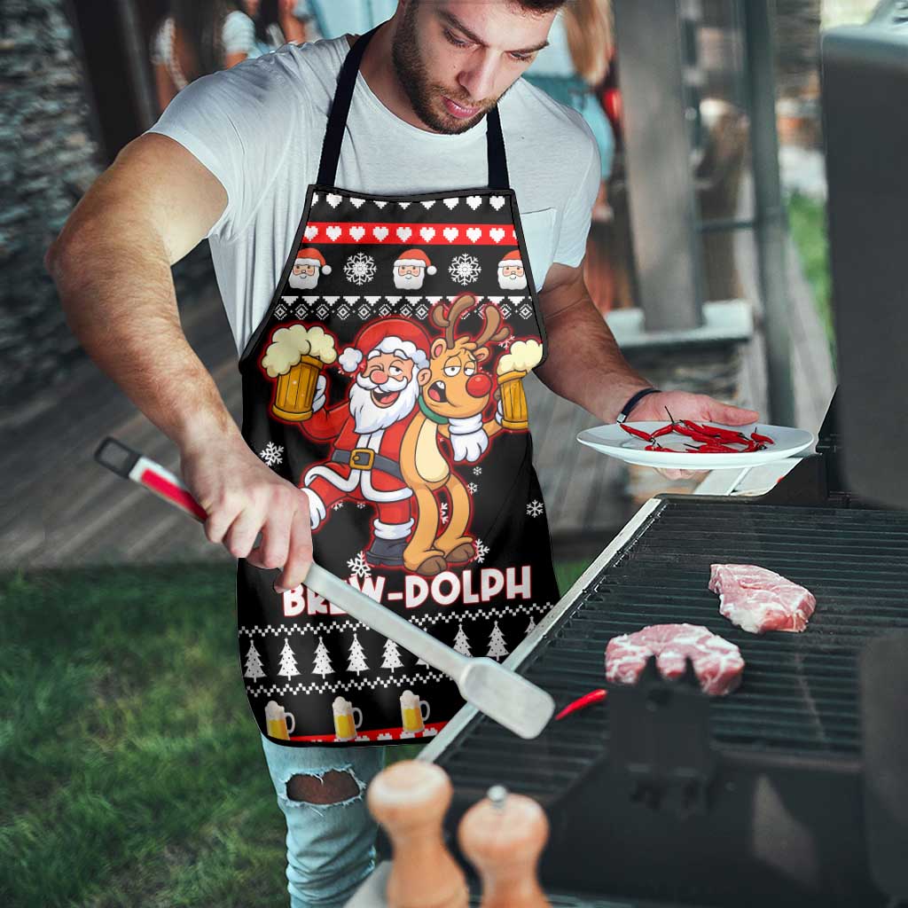 Christmas Brewdolph Reindeer Apron Xmas Holiday Patterns - Wonder Print Shop