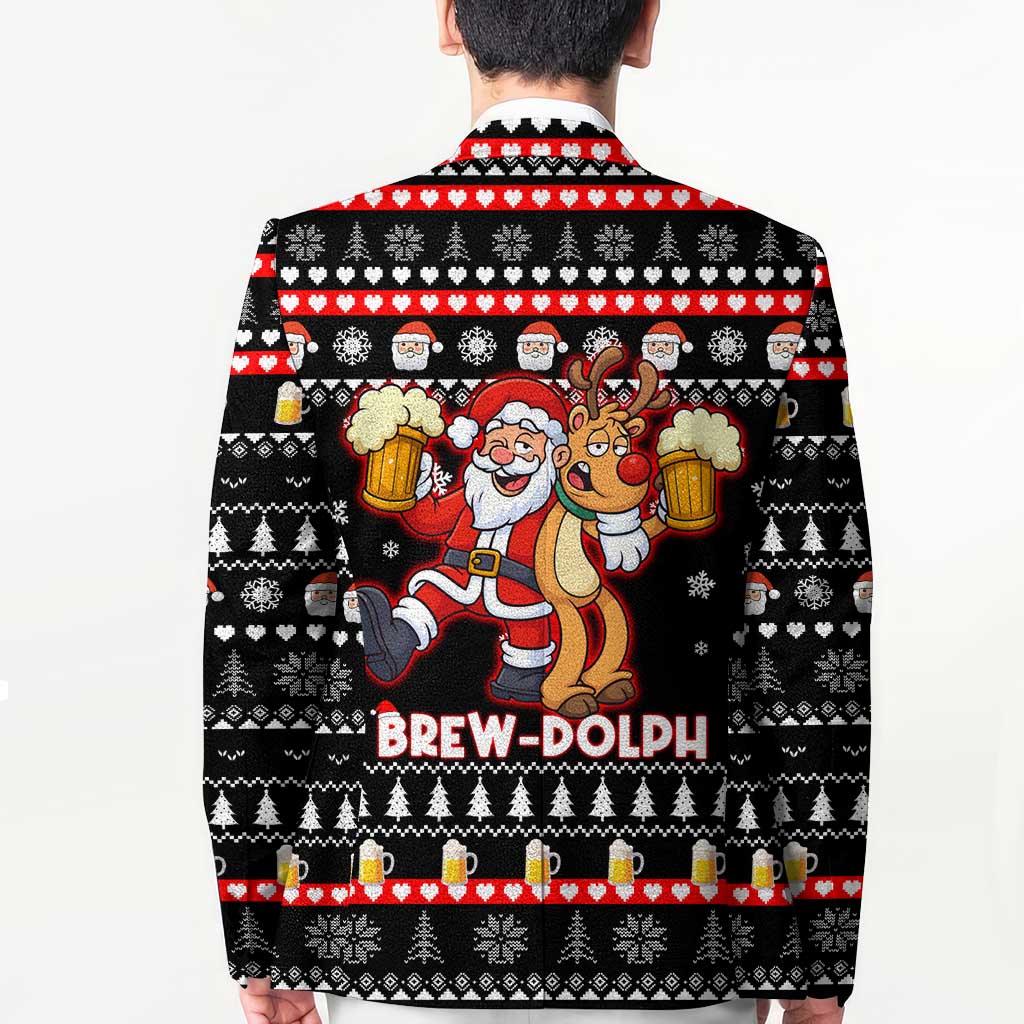 Christmas Brewdolph Reindeer Blazer Xmas Holiday Patterns - Wonder Print Shop