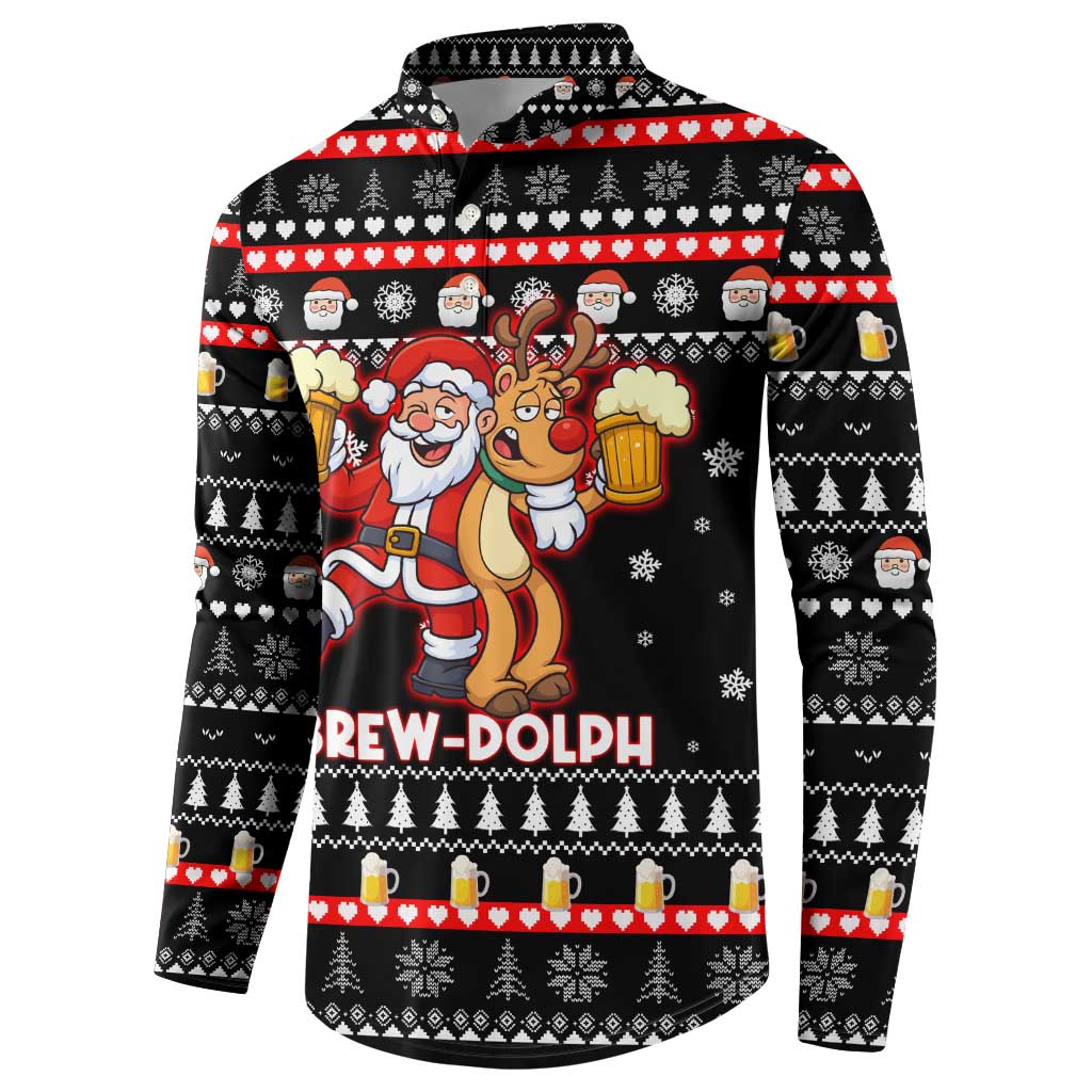 Christmas Brewdolph Reindeer Button Sweatshirt Xmas Holiday Patterns - Wonder Print Shop