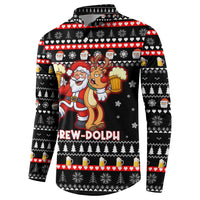Christmas Brewdolph Reindeer Button Sweatshirt Xmas Holiday Patterns - Wonder Print Shop