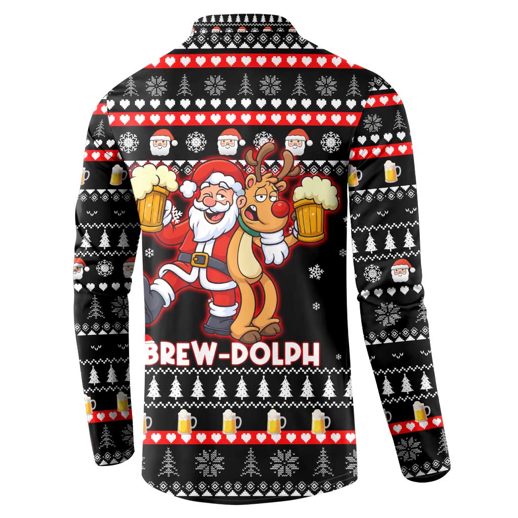 Christmas Brewdolph Reindeer Button Sweatshirt Xmas Holiday Patterns - Wonder Print Shop