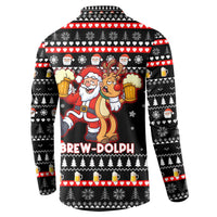 Christmas Brewdolph Reindeer Button Sweatshirt Xmas Holiday Patterns - Wonder Print Shop