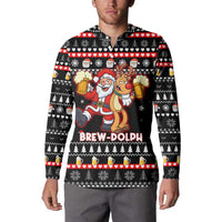 Christmas Brewdolph Reindeer Button Sweatshirt Xmas Holiday Patterns - Wonder Print Shop