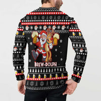 Christmas Brewdolph Reindeer Button Sweatshirt Xmas Holiday Patterns - Wonder Print Shop