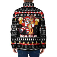 Christmas Brewdolph Reindeer Padded Jacket Xmas Holiday Patterns - Wonder Print Shop