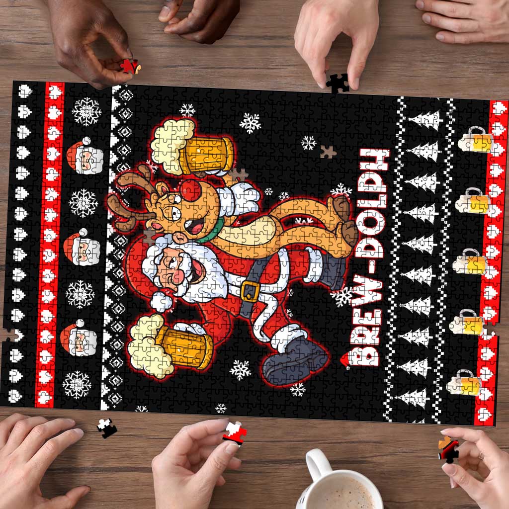 Christmas Brewdolph Reindeer Puzzle Xmas Holiday Patterns - Wonder Print Shop