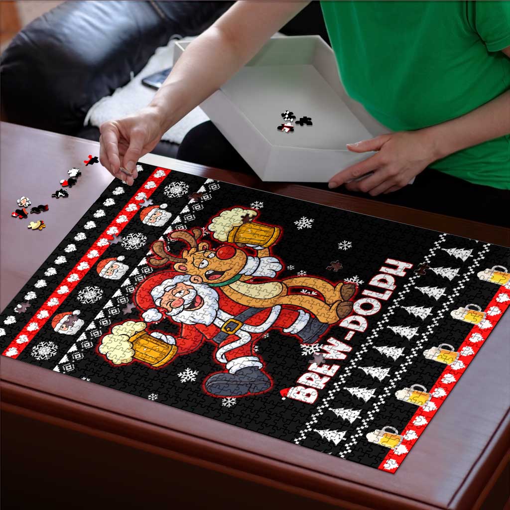 Christmas Brewdolph Reindeer Puzzle Xmas Holiday Patterns - Wonder Print Shop