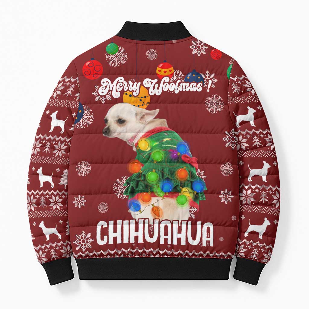 Chihuahua Dog Attitude Christmas Bomber Puffer Jacket Xmas Holiday Patterns - Wonder Print Shop