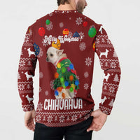 Chihuahua Dog Attitude Christmas Button Sweatshirt Xmas Holiday Patterns - Wonder Print Shop