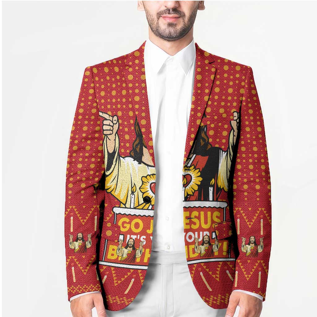 Jesus Birthday Christmas Blazer Funny Xmas Holiday Patterns - Wonder Print Shop