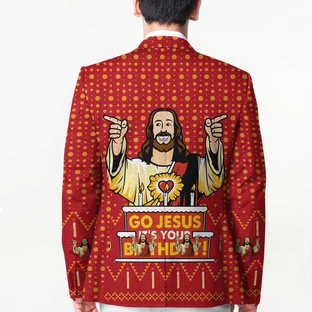 Jesus Birthday Christmas Blazer Funny Xmas Holiday Patterns - Wonder Print Shop