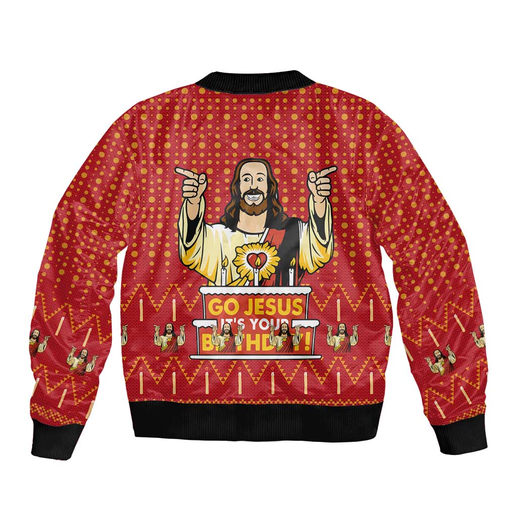 Jesus Birthday Christmas Bomber Jacket Funny Xmas Holiday Patterns - Wonder Print Shop