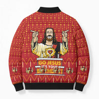 Jesus Birthday Christmas Bomber Puffer Jacket Funny Xmas Holiday Patterns - Wonder Print Shop